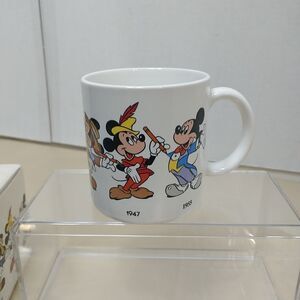 Disney 1986 Mickey Mouse 1928 to 1955 Coffee Mug Applause Japan Apx 3 x 3.25.